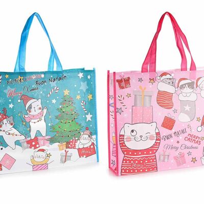 Borse spesa / shopping in tessuto non tessuto con stampa gatti design Meowy Xmax firmato 14zero3