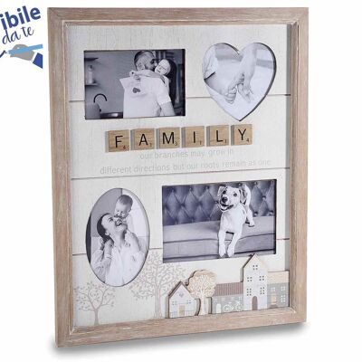 Wooden photo holder paintings to hang with 4 frames