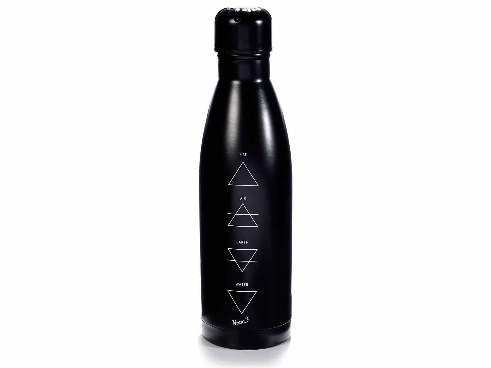 Bottiglie termiche da 500 ml in acciaio inox color nero design 14zero3 "4 elementi" - Personalizzabile con il tuo logo, chiamaci per un preventivo