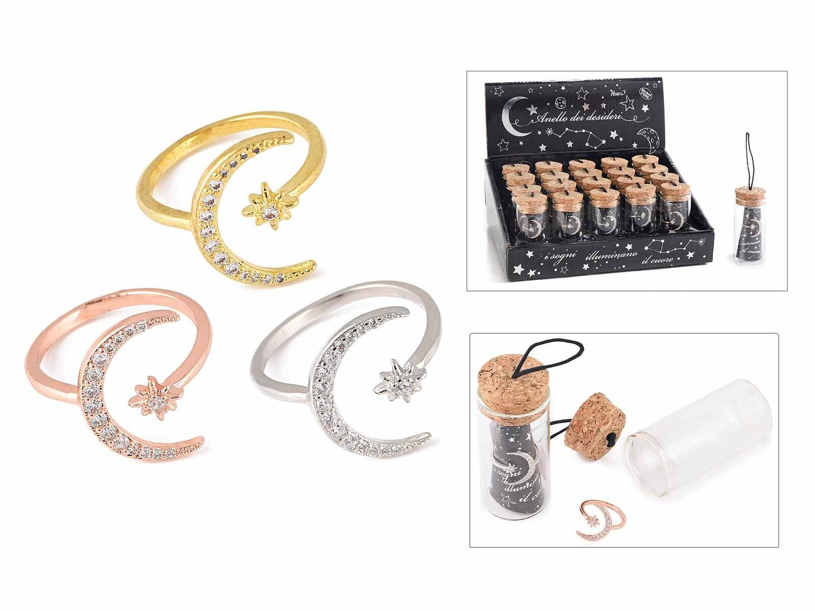 Verstellbare Ringe im Mond- und Sterndesign 14zero3 in Reagenzglas und Display