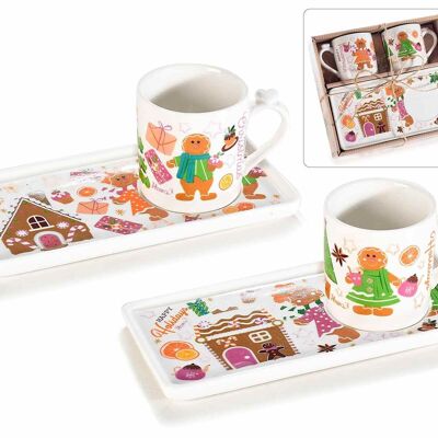 Spiced Christmas design porcelain coffee cups and saucers 14zero3
