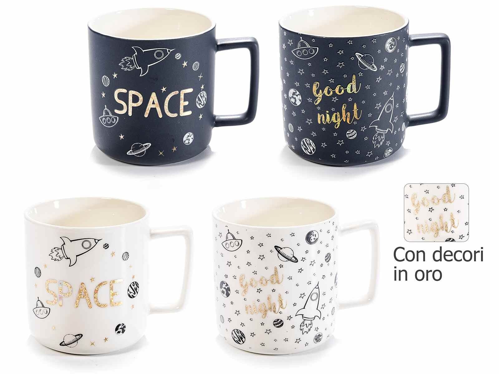 Tazze in porcellana con decori e scritta oro vero