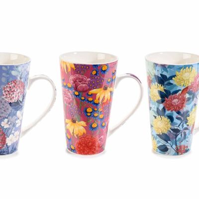 Porcelain mugs with Blooming flower print design 14zero3