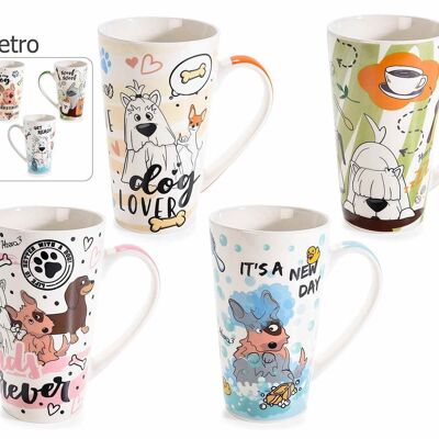 Tazas de porcelana decoradas con diseño de perro firmadas 14zero3