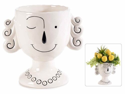 Vasi decorativi in porcellana con faccia sorridente