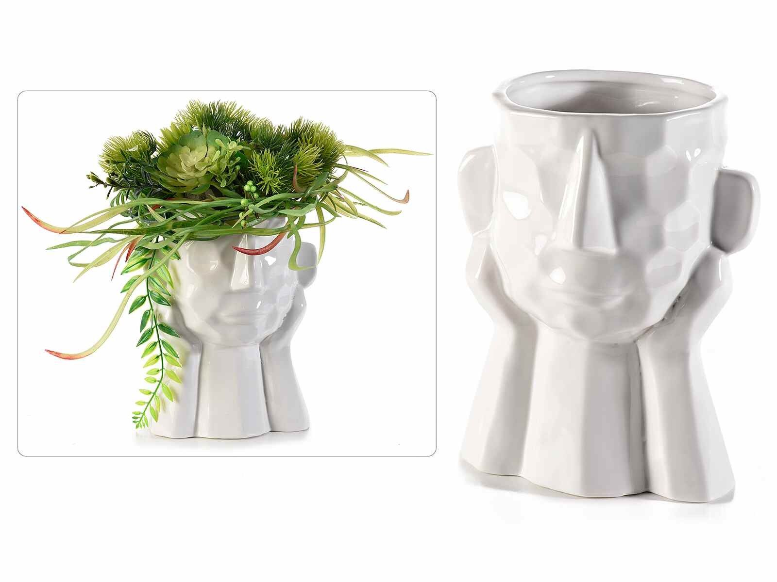 Gesichtsförmige Porzellanvasen mit Hammerschlageffekt