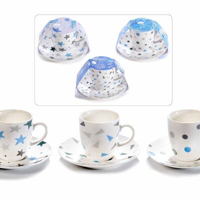 Tasses à café en porcelaine Estate al mare avec soucoupe en emballage individuel 14zero3