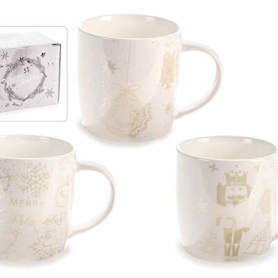 Porcelain Christmas mugs with champagne decorations in 14zero3 design gift box