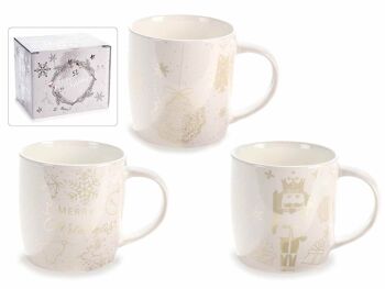 Tasses de Noël en porcelaine avec décorations champagne dans un coffret cadeau design 14zero3