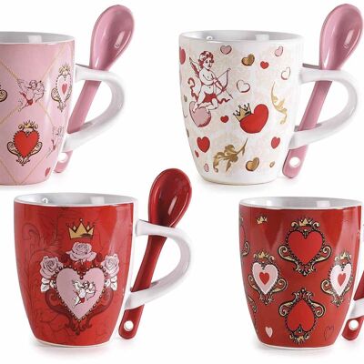 Tazas de café con cuchara de porcelana "Cupido"