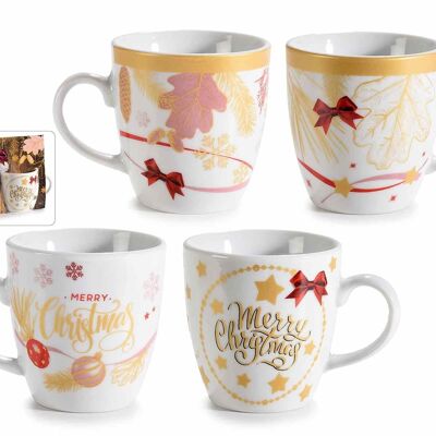 Tazas de café con adornos navideños en porcelana decoradas con caja regalo diseño 14zero3