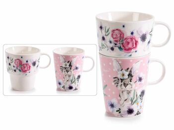 Mugs en lot de deux pièces avec décorations lapin "Bunny"