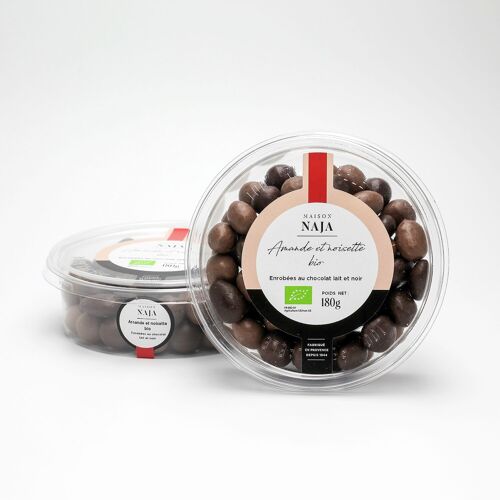 Amande et noisette chocolat lait & noir bio -180g