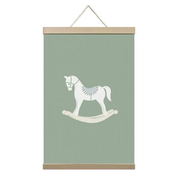 My Vintage Horse Toy Fond vert pistache 10"x14" - Impressions sur toile Décoration murale 2