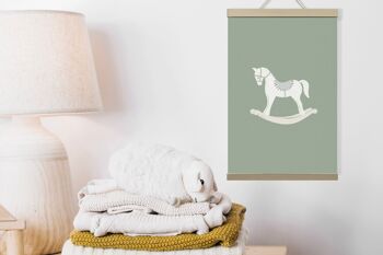 My Vintage Horse Toy Fond vert pistache 10"x14" - Impressions sur toile Décoration murale 3