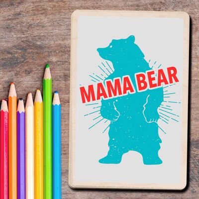 Postal de madera MAMA OSO Tarjeta del Día de la Madre