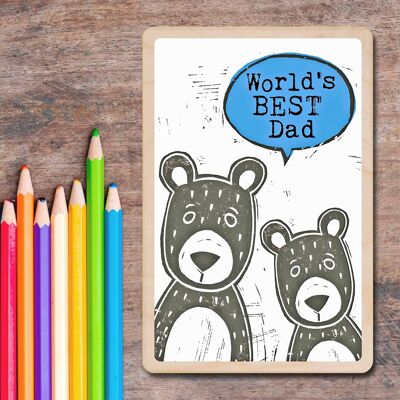 Holzpostkarte BEST DAD Vatertagskarte