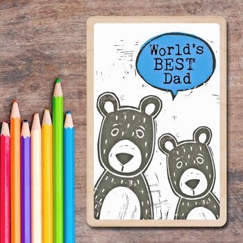Carte postale en bois MEILLEUR DAD Carte de fête des pères 1