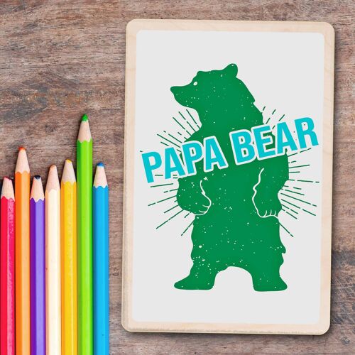 Wooden Postcard PAPA BEAR Father's Day Card