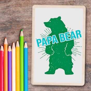 Carte postale en bois PAPA BEAR Carte fête des pères 1