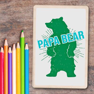 Carte postale en bois PAPA BEAR Carte fête des pères