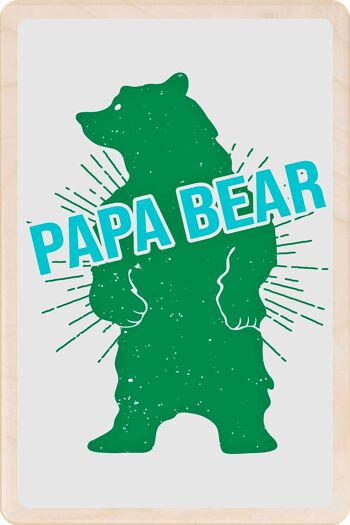 Carte postale en bois PAPA BEAR Carte fête des pères 2