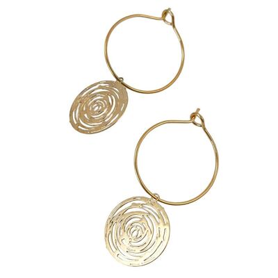 Rose Hoop Earrings in Stainless Steel & Brass