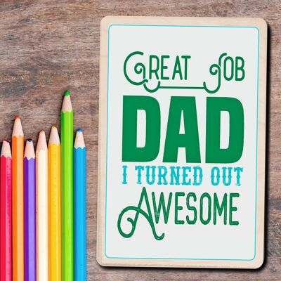 Wooden Postcard GREAT JOB DAD Father's Day Card