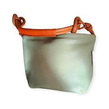 Sac bandoulière Amalesh en cuir de vachette Vert Menthe et Caramel 2