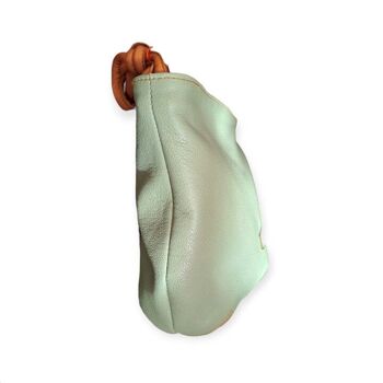 Sac bandoulière Amalesh en cuir de vachette Vert Menthe et Caramel 3