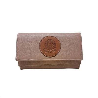 Tourmaline and Cinnamon Color Calfskin Wallet with Double Compartments