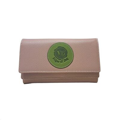 Tourmaline and Moss Green Calfskin Wallet with Double Compartments