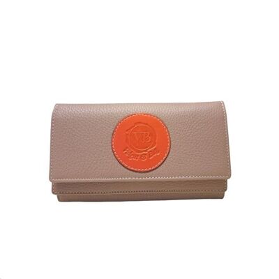 Tourmaline and Orange Calfskin Wallet with Double Compartments