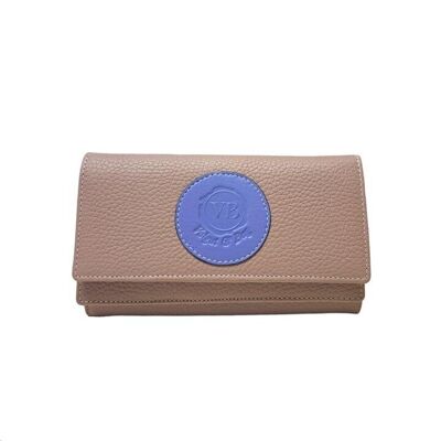 Tourmaline and Mauve Calfskin Wallet with Double Compartments