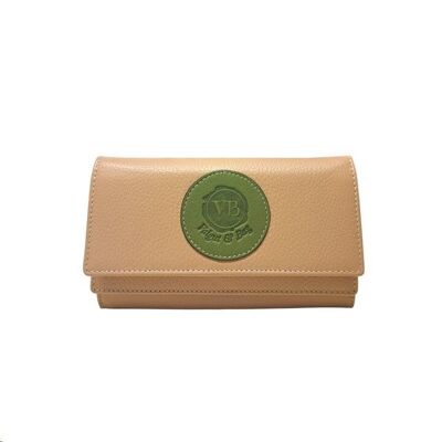 Wallet in Butterscotch and Moss Green Calfskin with Double Compartments