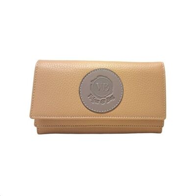 Wallet in Butterscotch and Taupe Calfskin with Double Compartments