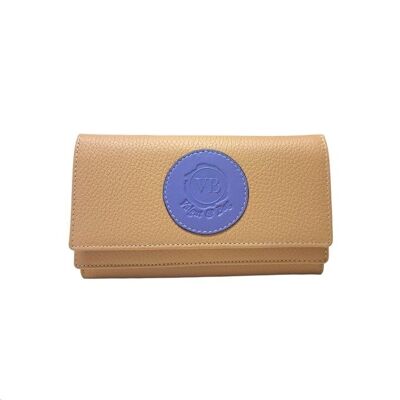 Buttery and Mauve Calfskin Leather Wallet with Double Compartments