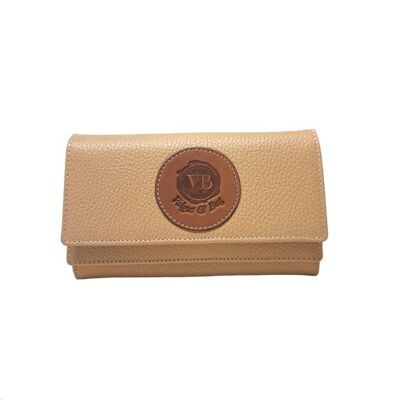 Wallet in Butterscotch and Cinnamon Calfskin with Double Compartments