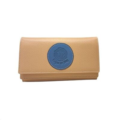 Wallet in Butternut and Steel Blue Calfskin with Double Compartments