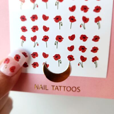 poppies nail stickers for manicure