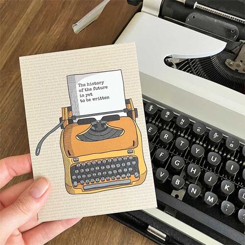 Postcard Typewriter Beige Ocher Poetry Writing
