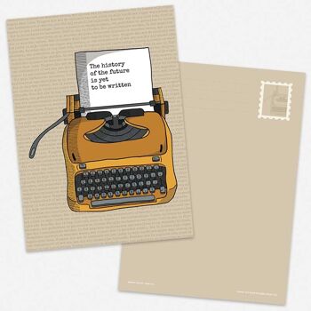 Carte postale Machine à écrire Beige Ocre Poésie Écriture 3