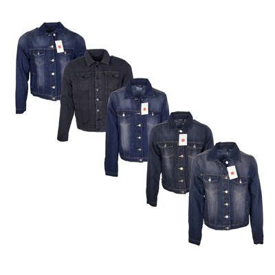 Mix of various men and women jeans jackets
