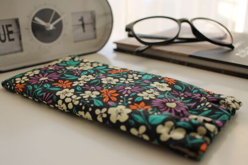 Etui à lunettes Edna petites fleurs violettes