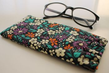 Etui à lunettes Edna petites fleurs violettes 2