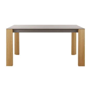 Table à manger fixe ICON 150, plateau en céramique et pieds en bois. 1