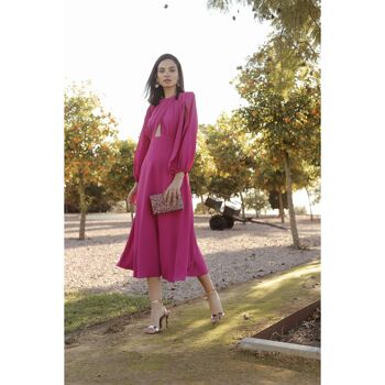 Robe Aris fuchsia à manches ouvertes pour femme 2