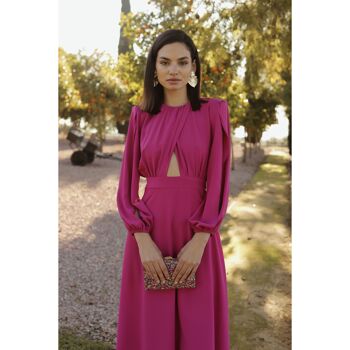 Robe Aris fuchsia à manches ouvertes pour femme 1