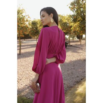 Robe Aris fuchsia à manches ouvertes pour femme 5