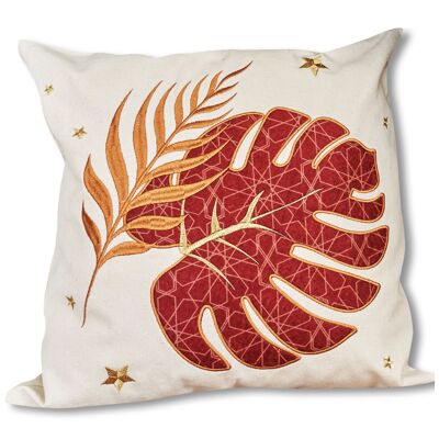 Housse de coussin 40x40cm - feuille rouge - set 5